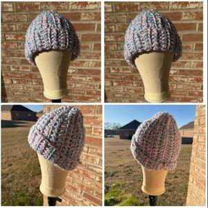 Cozy Knit Beanie for Men - Light Blue and Pink